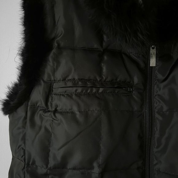 Down Feathers Filled Reversible Quilted Fur Trim Puffer Vest, Size M - Picture 11 of 16